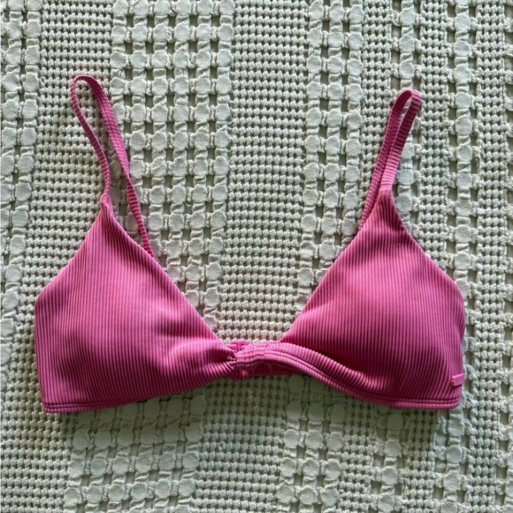 NEW Roxy Pink Ribbed Bikini Top Size M